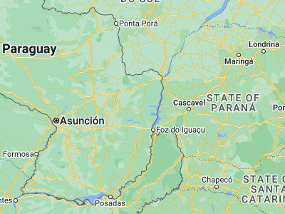 Map showing location of Colonia Minga Porá (-24.86667, -54.9)