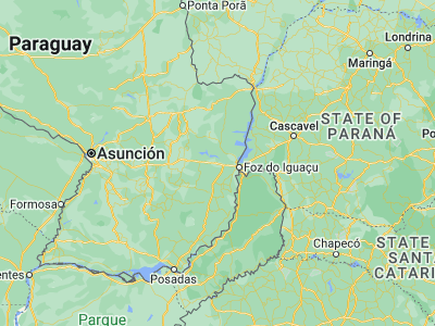 Map showing location of Colonia Yguazú (-25.45, -55)