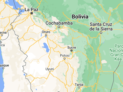 Map showing location of Colquechaca (-18.70031, -66.00397)