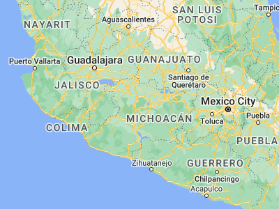 Map showing location of Comachuén (19.57106, -101.90506)