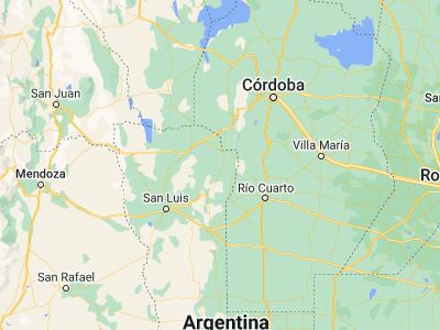 Map showing location of Concarán (-32.56009, -65.2427)