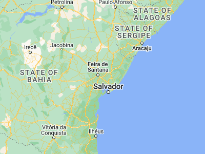 Map showing location of Conceição do Jacuípe (-12.31667, -38.76667)