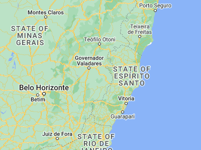 Map showing location of Conselheiro Pena (-19.17222, -41.47222)