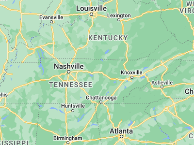 Map showing location of Cookeville (36.16284, -85.50164)