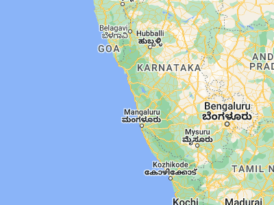 Map showing location of Coondapoor (13.63333, 74.7)