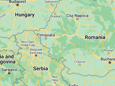 Map showing location of Copăcele (45.5, 22.1)