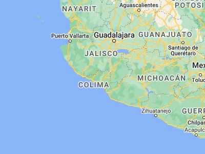 Map showing location of Coquimatlán (19.20501, -103.81008)