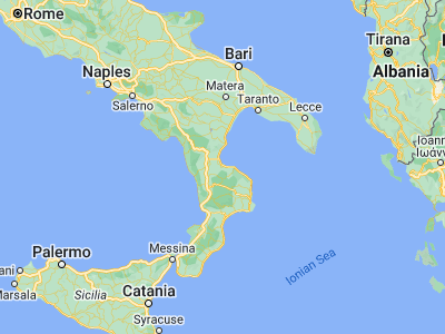 Map showing location of Corigliano Calabro (39.595, 16.5177)