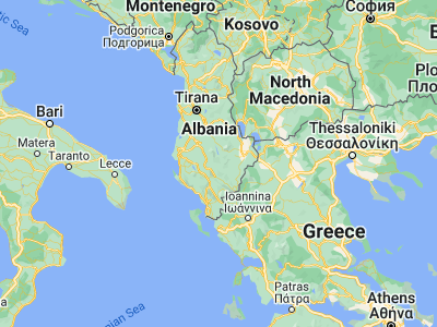 Map showing location of Çorovodë (40.50417, 20.22722)