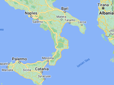 Map showing location of Cosenza (39.30999, 16.25019)