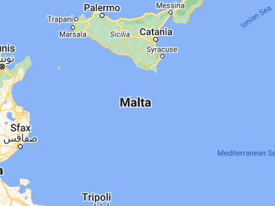 Map showing location of Cospicua (35.88556, 14.5275)