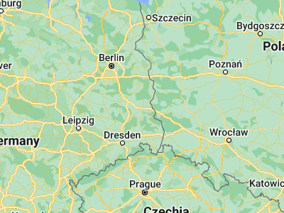 Map showing location of Cottbus (51.75769, 14.32888)