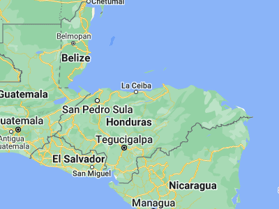 Map showing location of Coyoles Central (15.4, -86.66667)