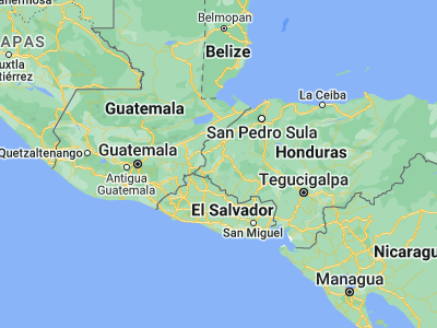 Map showing location of Cucuyagua (14.65, -88.86667)