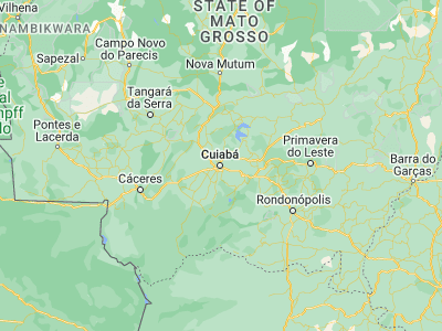 Map showing location of Cuiabá (-15.59611, -56.09667)