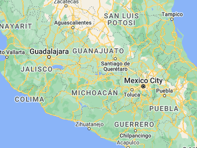 Map showing location of Cuitzeo del Porvenir (19.96944, -101.1407)