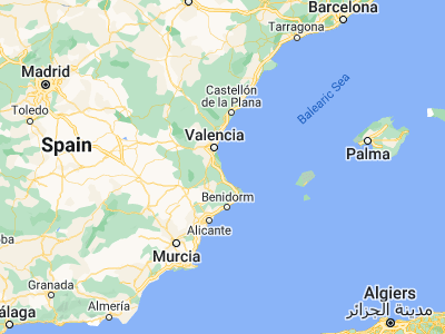 Map showing location of Cullera (39.16667, -0.25)