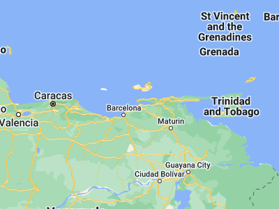 Map showing location of Cumaná (10.46354, -64.1775)