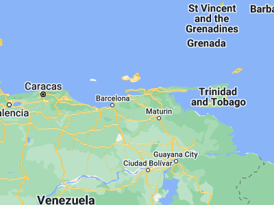 Map showing location of Cumanacoa (10.25013, -63.91918)