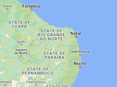 Map showing location of Currais Novos (-6.26083, -36.51778)