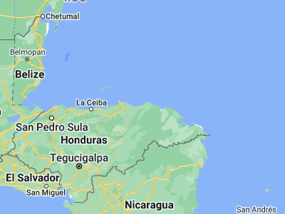 Map showing location of Cusuna (15.85, -85.23333)