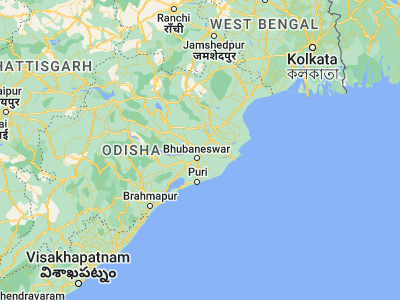 Map showing location of Cuttack (20.46497, 85.87927)
