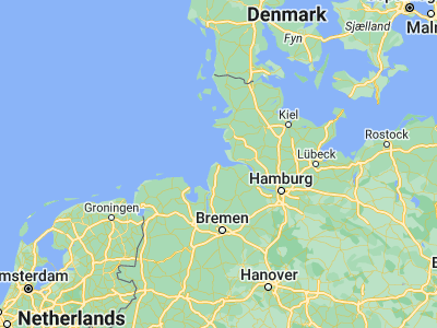 Map showing location of Cuxhaven (53.87176, 8.69087)