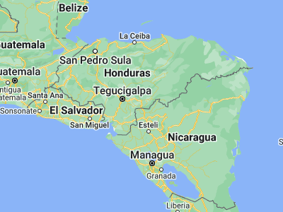 Map showing location of Cuyalí (13.88333, -86.55)