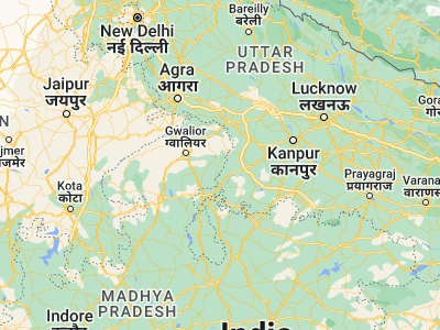 Map showing location of Daboh (26.00239, 78.87658)