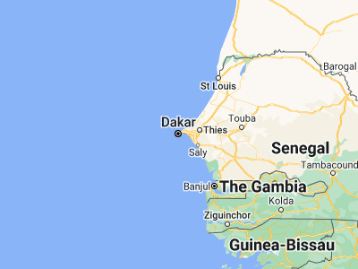 Map showing location of Dakar (14.6937, -17.44406)