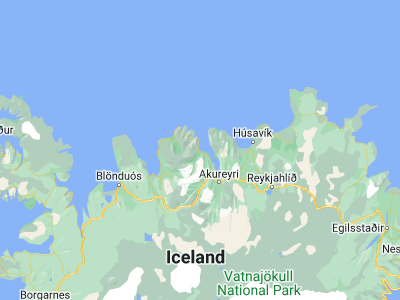 Map showing location of Dalvík (65.97018, -18.52861)