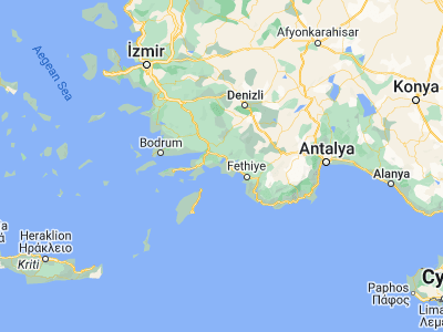 Map showing location of Dalyan (36.83429, 28.6446)