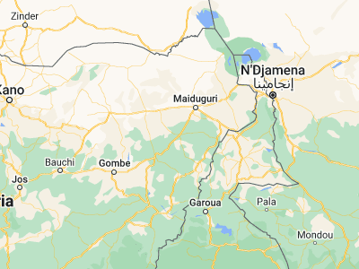 Map showing location of Damboa (11.15604, 12.75758)