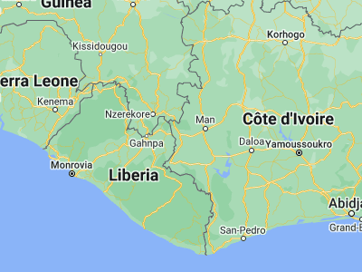 Map showing location of Danané (7.25957, -8.15498)
