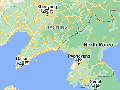 Map showing location of Dandong (40.12917, 124.39472)