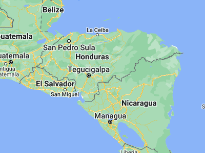 Map showing location of Danlí (14.03333, -86.58333)