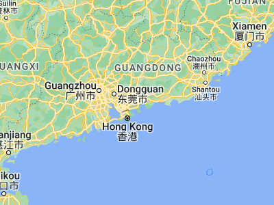 Map showing location of Danshui (22.7984, 114.46716)
