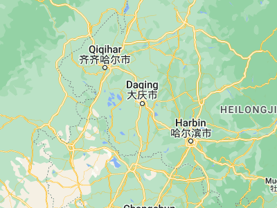 Map showing location of Daqing (46.58333, 125)