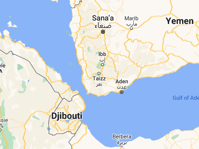 Map showing location of Dār an Naşr (13.55821, 44.01634)