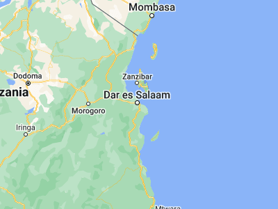 Map showing location of Dar es Salaam (-6.82349, 39.26951)
