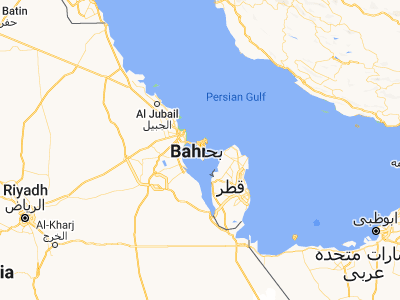 Map showing location of Dār Kulayb (26.06861, 50.50389)