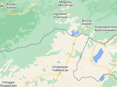 Map showing location of Dashbalbar (49.54571, 114.40287)