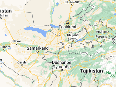 Map showing location of Dashtobod (40.12694, 68.49444)