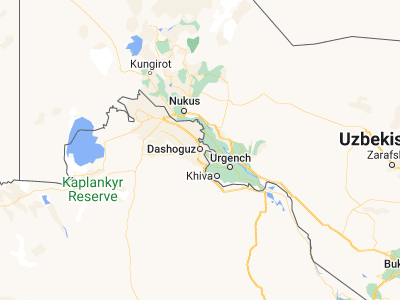 Map showing location of Daşoguz (41.83625, 59.96662)