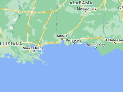 Map showing location of Dauphin Island (30.25548, -88.10972)