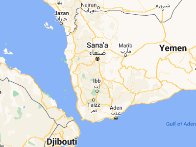 Map showing location of Ḑawrān ad Daydah (14.73927, 44.20664)