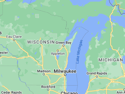 Map showing location of De Pere (44.44888, -88.06038)