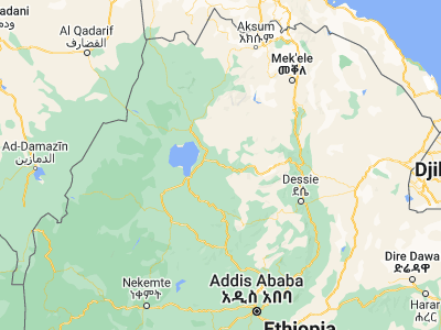Map showing location of Debre Tabor (11.85, 38.01667)
