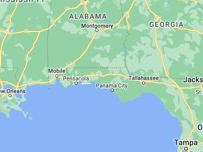 Map showing location of DeFuniak Springs (30.72102, -86.11522)