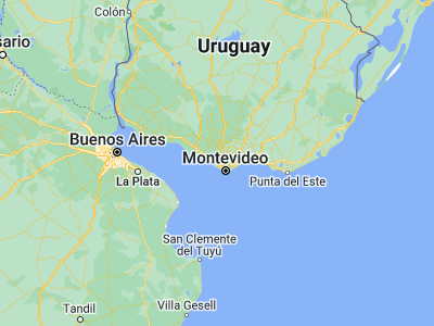 Map showing location of Delta del Tigre (-34.76333, -56.38528)